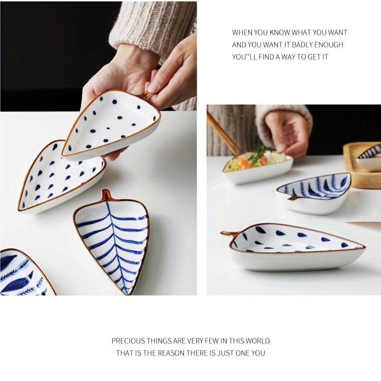   underglaze color hand painted leaves ceramic seasoning dish creative   tray combination home sauce dish butter dish Product details 4