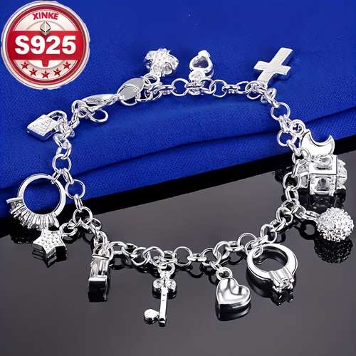 Silver Plated 925 Jewelry Set: Bracelet, Necklace & Earrings – Cute & Trendy For Women