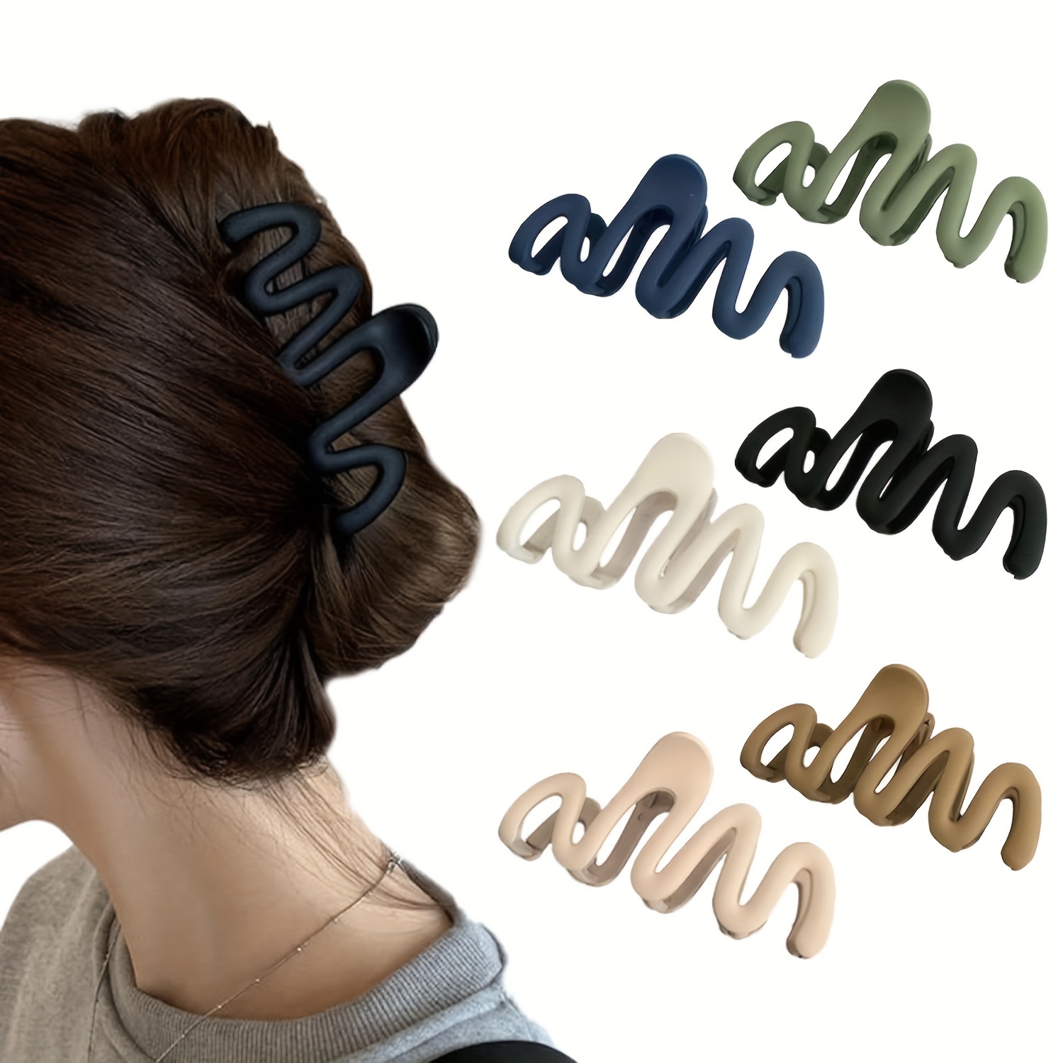 

1pc Solid Color Hair Claw Clip - Geometric Non-slip Grip Hair Jaw Clip For Accessories