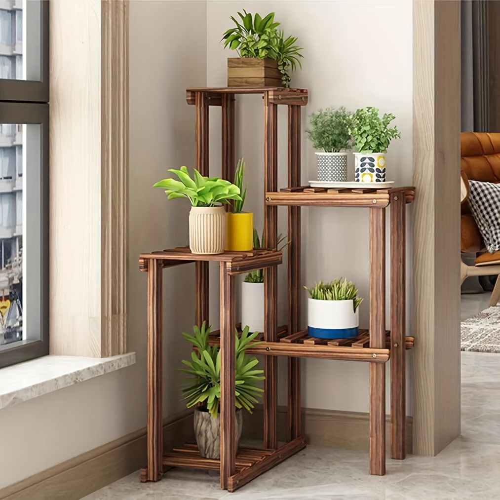 

6 Tier Corner Plant Stand Shelf Wooden Rack Garden Patio Display Shelves Living Room Planter Holder For Indoor Outdoor