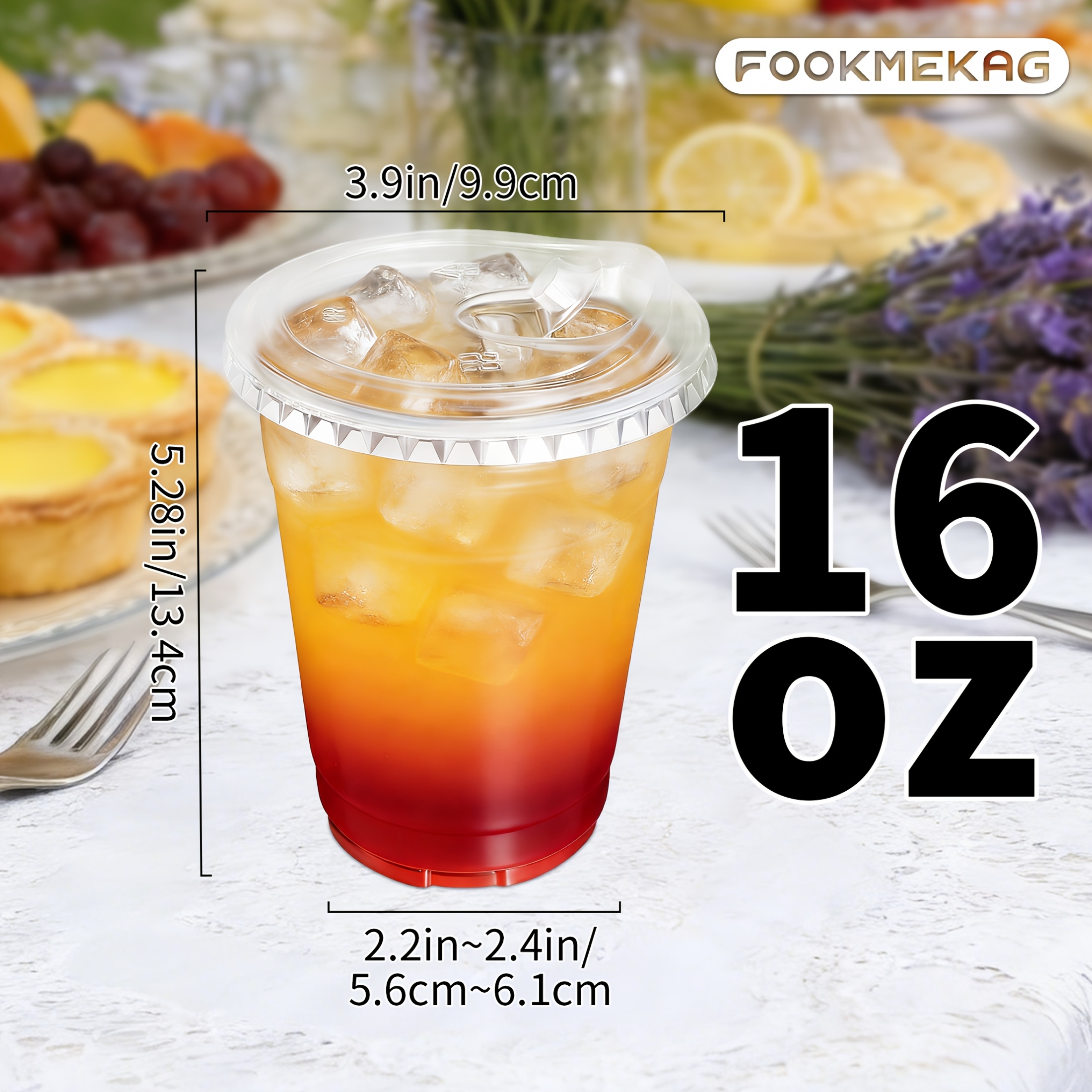 TEMU 100 Pack - [12oz, 16oz, 20oz, 24oz Plastic Cups With Lids And Straws], Disposable Clear Plastic Cups With Lids For Iced Coffee, Smoothie,