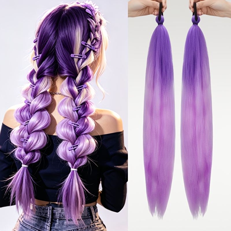 TEMU 2 Packs Wigsin Pre-stretched Braiding Hair Extensions Suitable For Hot Water Setting, -free Crochet Yaki Straight Synthetic Hair With Yaki