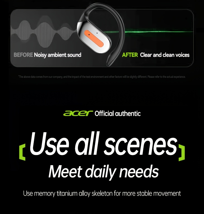 Exclusive Acer True Wireless Earphones with Microphone, TWS Headphones, Touch Volume, Wireless Sports Earhooks, LED Display Charging Case, Half Open Back, HD Talk, Compatible with Mobile Phones, Rechargeable Battery, Type-C Charging, Suitable for Adults 20 Acer True Wireless Earphones with Microphone, TWS Headphones, Touch Volume, Wireless Sports Earhooks, LED Display Charging Case, Half Open Back, HD Talk, Compatible with Mobile Phones, Rechargeable Battery, Type-C Charging, Suitable for Adults