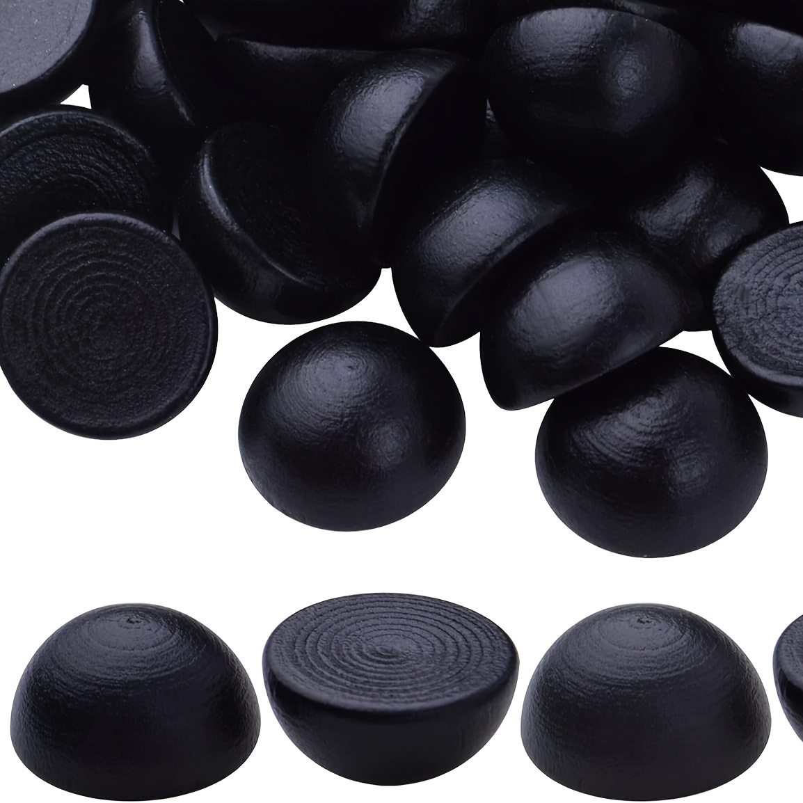 TEMU 100pcs Black Wooden Half-spheres 8x15mm - Unfinished Mini Craft Beads For Diy Projects,, Christmas Party Decorations, Beads For Crafts, Decorative Beads, Artistic, Glossy Surface