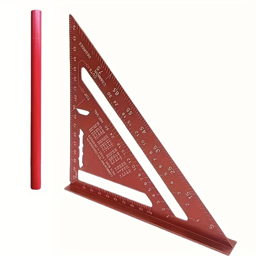 E-shop 2er-Set Aluminium Dreieck Lineal, 1 Set 7-Zoll Multi-Winkel Holzbearbeitung + 1 7 Holzbearbeitungsstift, 7-Zoll Aluminium Winkelmesser - 90° und