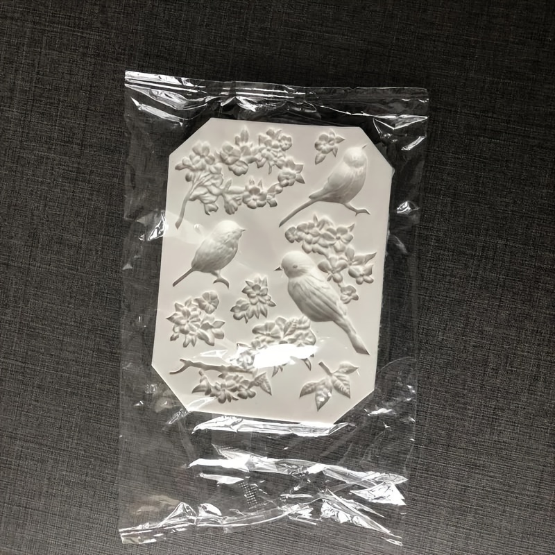 Bird Silicone Magpie Flower Tree Branches Cupcake Topper Fondant Mold Cake Decorating Chocolate Candy Clay Moulds