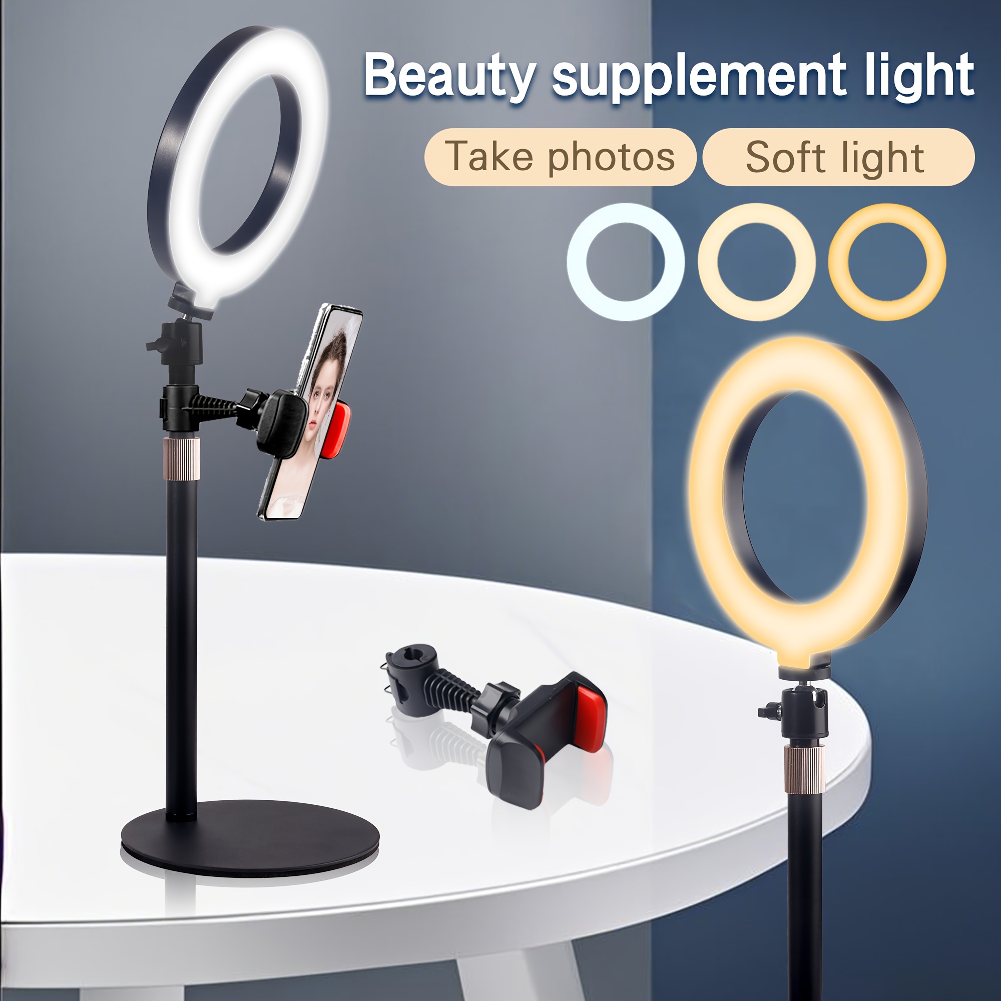 6" Ring Light With Stand And Phone Holder - 16" Tripod For Phone With Light, Professional Led Ringlight For Video Recording/make Up/streaming, Full Ring