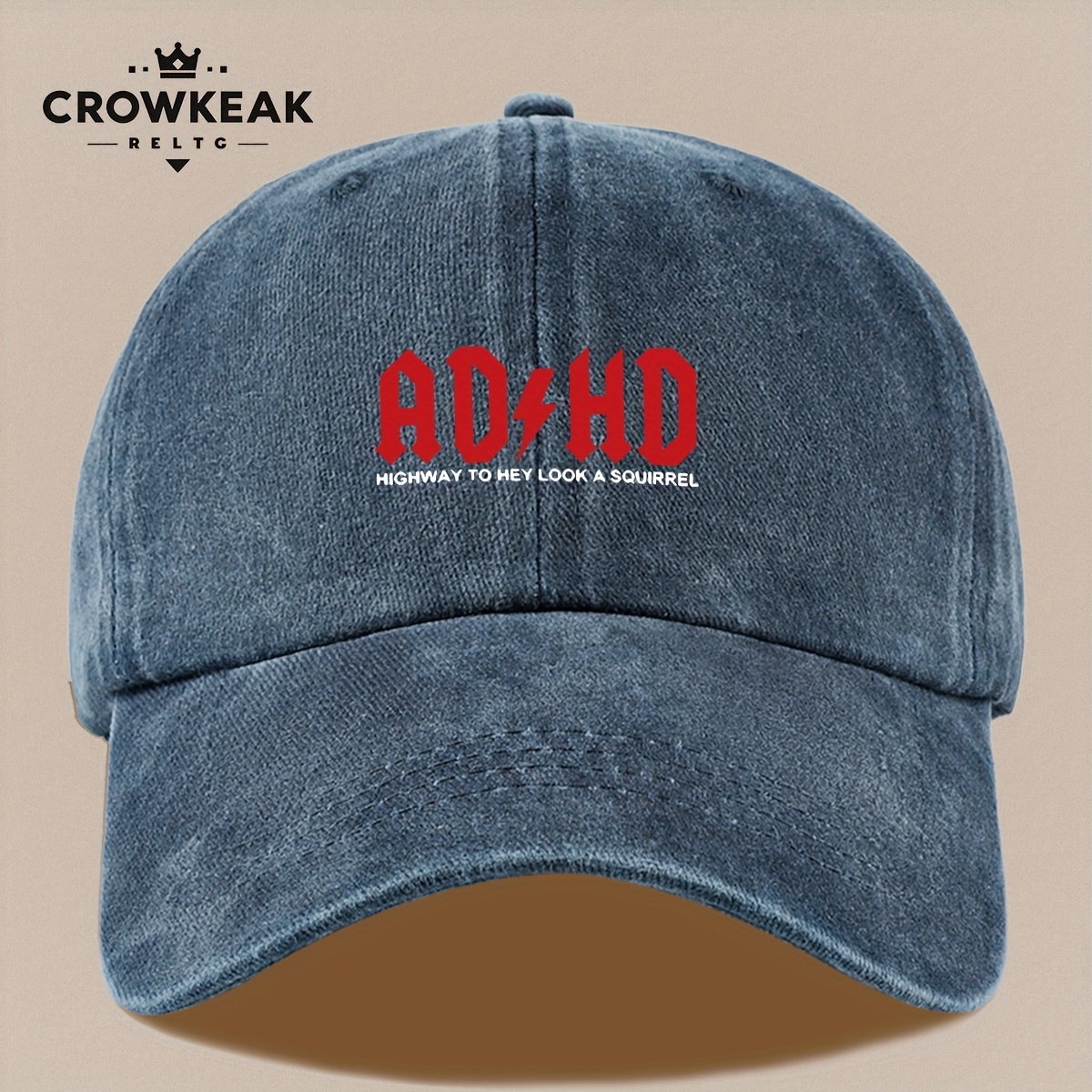 Unisex Vintage "ADHD" Printed Baseball Cap, Adjustable Trucker Hat