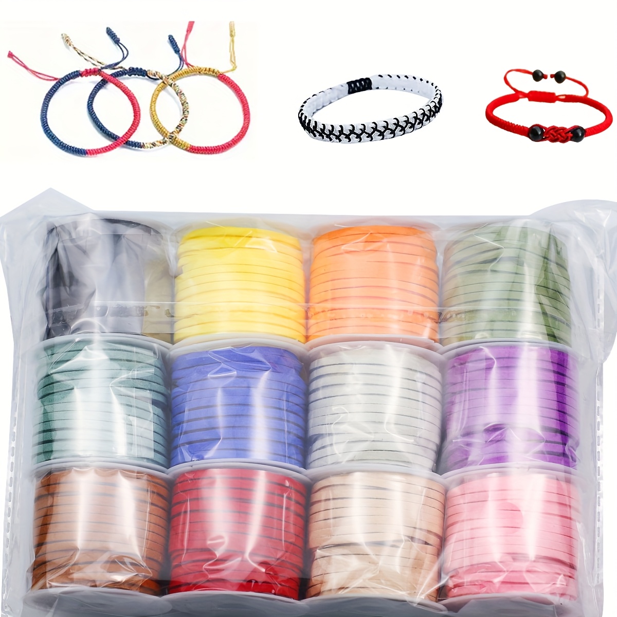 TEMU 12 Rolls In Colors, Each 5 Meters Long And 3 Millimeters Thick, Non-elastic For Hand Weaving, Suitable For Handmade Jewelry And Craft Making