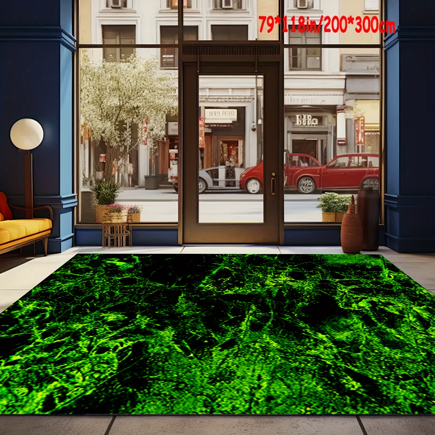 

Modern Style Green Pattern Carpet, Area Rug, Soft Carpet, Machine Washable, Non-slip, Office Entrance Door Mat, Decorative Carpet For Hotel Cafe Shop, Restaurant Floor Mat