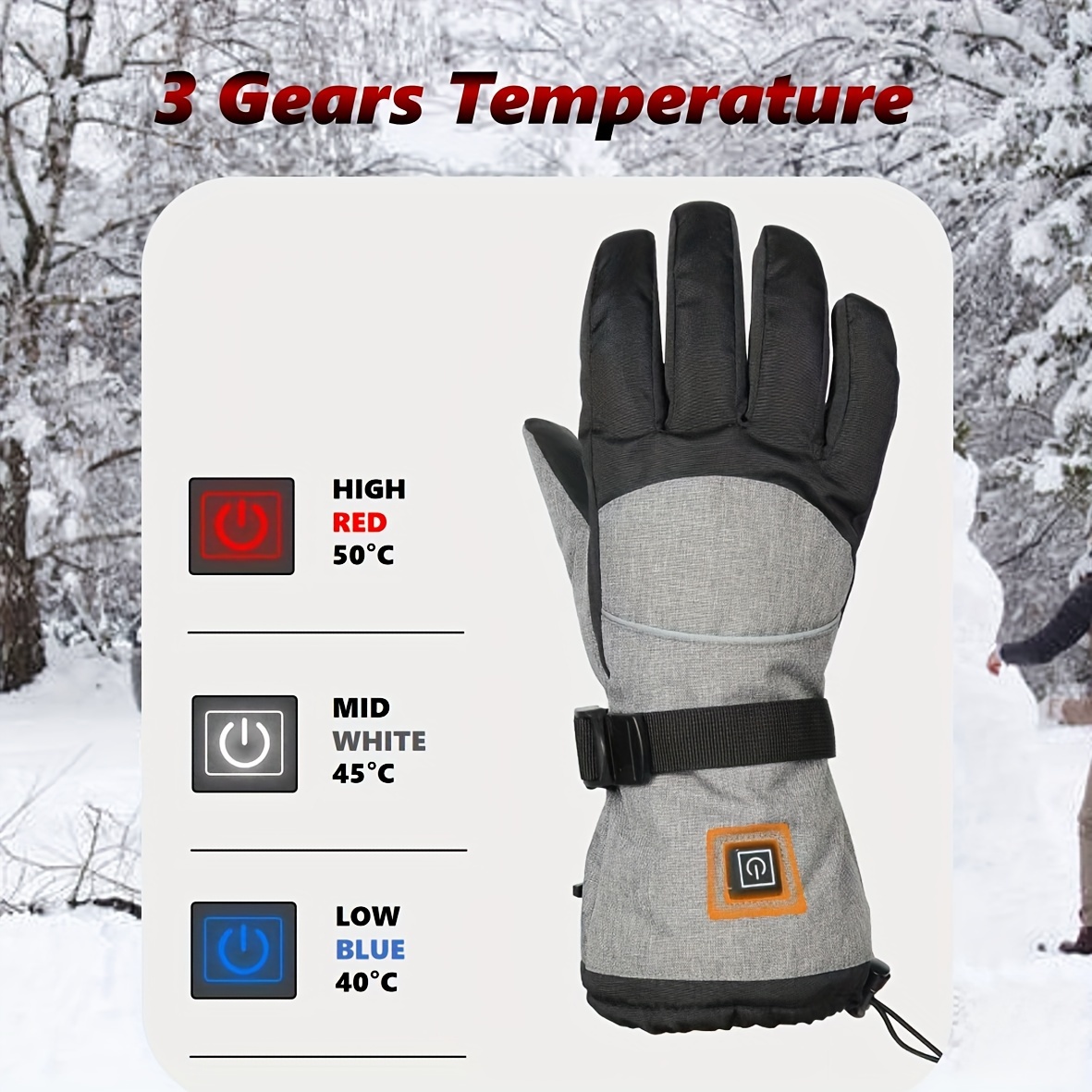 A Pair of Heated Gloves with Warmth on The Palms And Backs, Made of Oxford Cloth And Lined with Flannel, Equipped with Batteries, Essential for Winter.