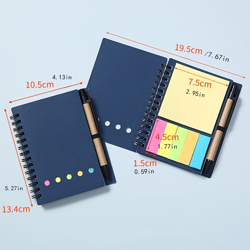 

Spiral Pocket Notebook With Pen Holder, Sticky Notes & Colorful Index Tabs - Durable Kraft Paper Cover Journal For Daily Office Use Notebooks And Journals Journal Notebook