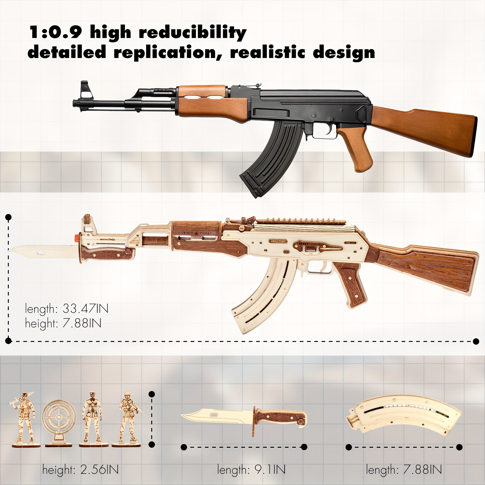 3d wooden puzzle   rifle model - diy craft kit, relax   puzzle, vintage home decor, perfect christmas gift for teens and adults,   model, desktop decoration 1