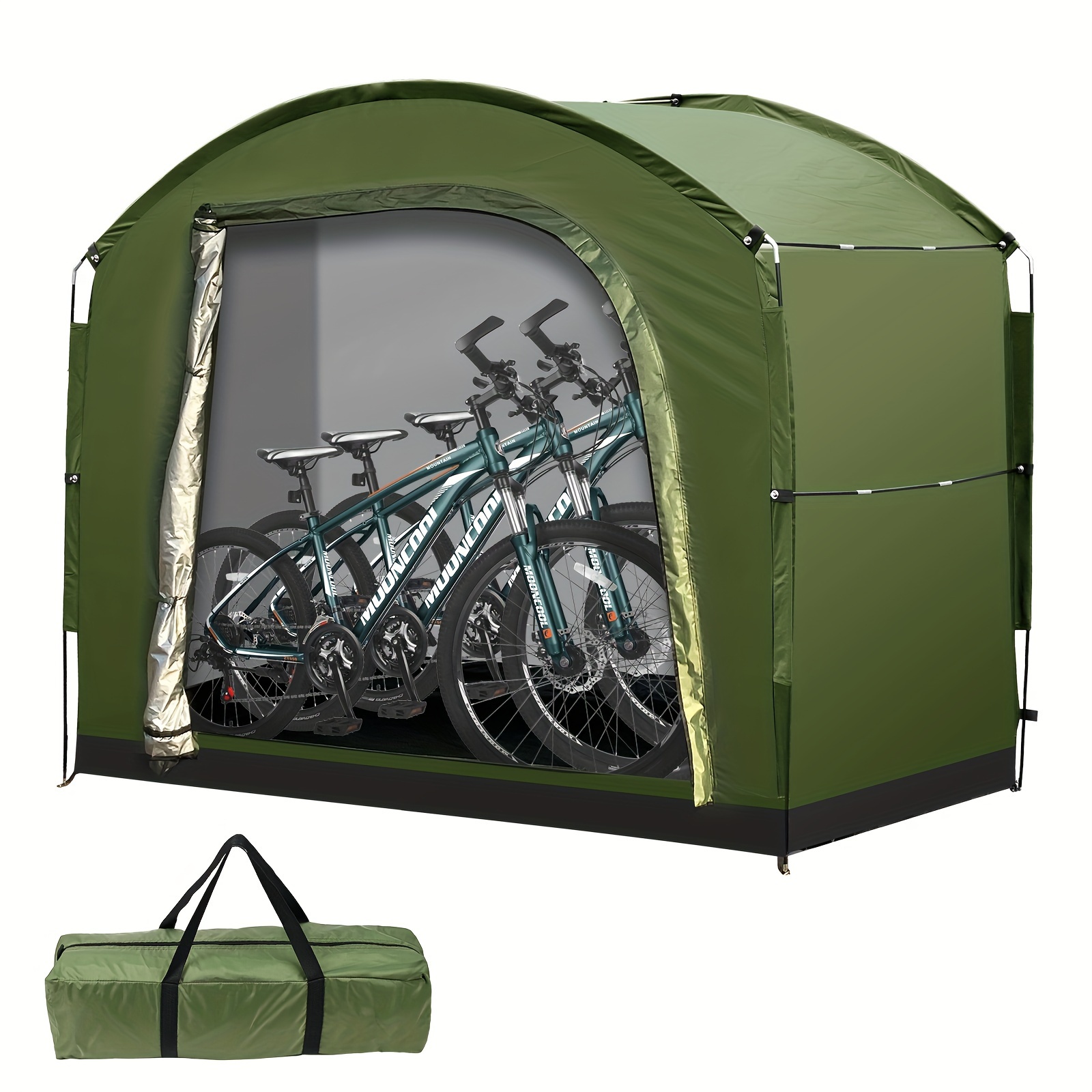 

Mophoto Bike Storage Tent, Patio Storage Shed, Outdoor Storage Cover For Over 3 Bicycles Lawn Mower Garden Tools, Waterproof Bike Storage Tent Shelter