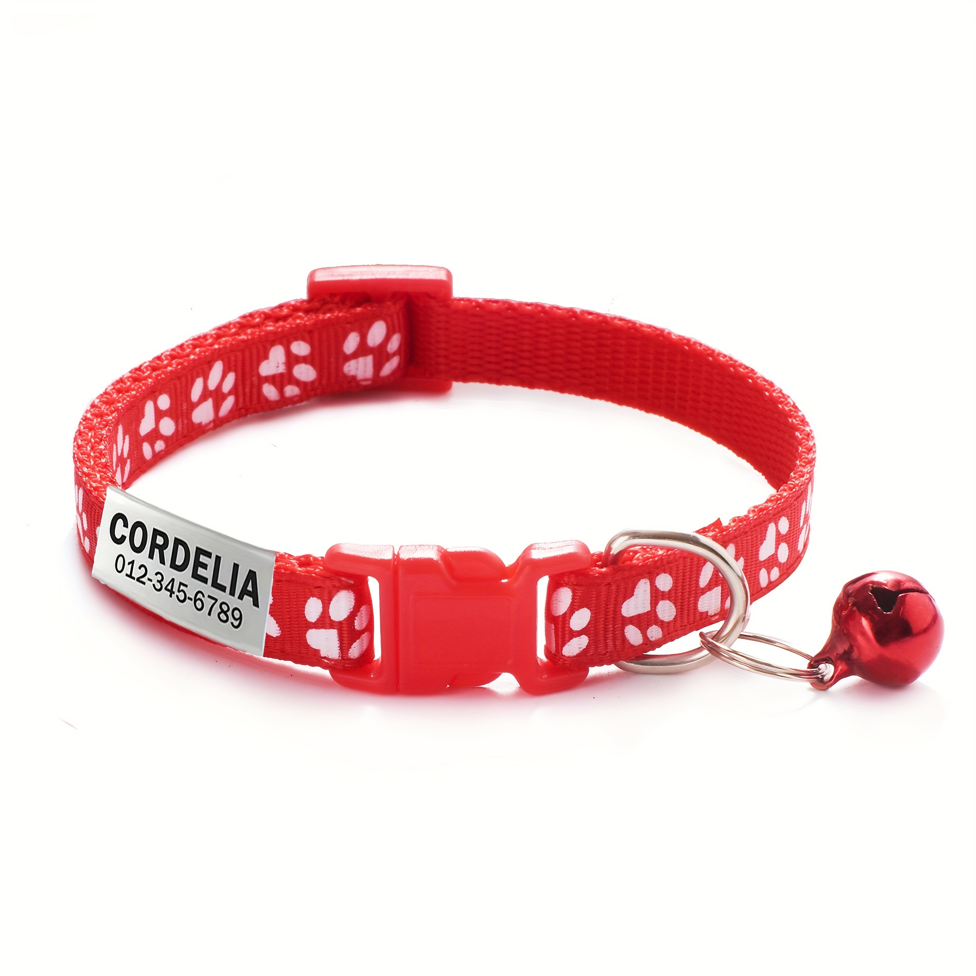TEMU Personalized Dog Collar With Id Tag, Cute Paw Print With Collar, Customizable Lost Prevention Nameplate, Adjustable Pet Collar