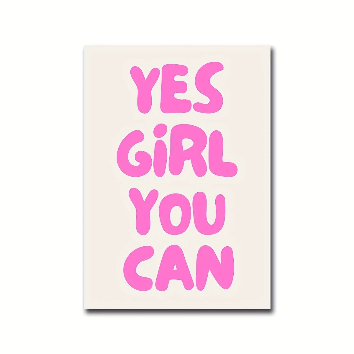 Image of 2d Flat, 2d Flat, 1pc/set Of 'yes Girl You Can' Pink Wall Art Print, Inspirational Quote Poster, Positive Affirmation Wall Art, A Perfect Gift For, Dorm Decoration, Unframed, Halloween Christmas Decor