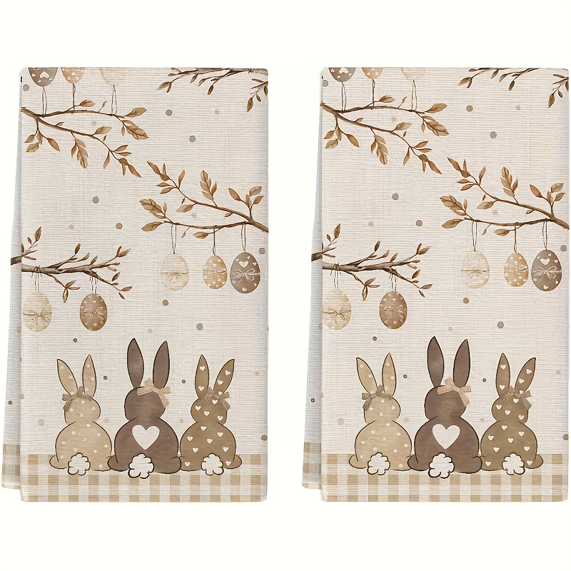 E-shop Reinigungstuch 2 Stück Küchentuch, Khaki Hase Ei Küchentuch, 40*60cm, Geschirrtuch, Spültuch Geburtstagsgeschenk, Küchen- Badezimmerdekoration,