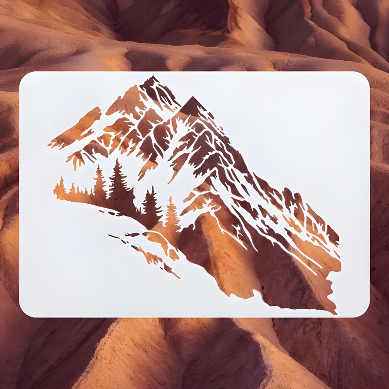 TEMU Reusable Mountain Template, 21.08 X 29.72cm - Durable Plastic Craft Stencil For Diy Painting, Scrapbooking, , Art Journaling, And Wall Design -