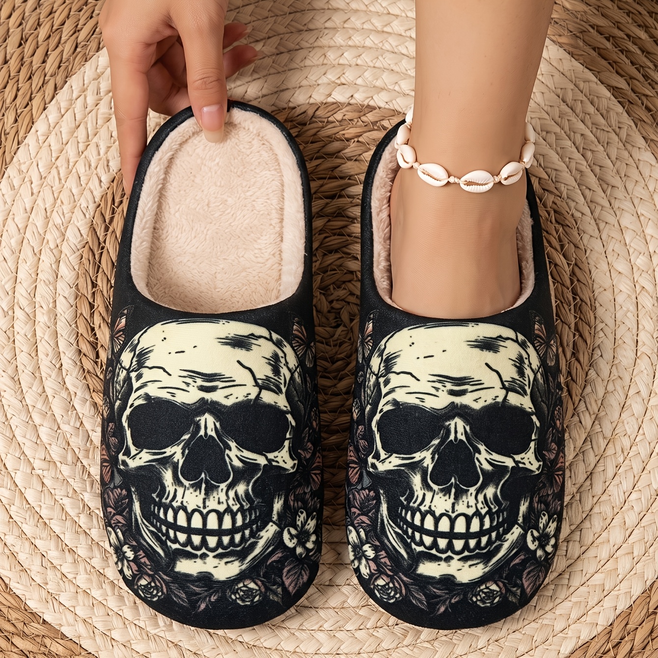 TEMU Halloween Women's New Printed Indoor Lightweight Breathable Couple's Unisex Home Slippers, Women Shoes