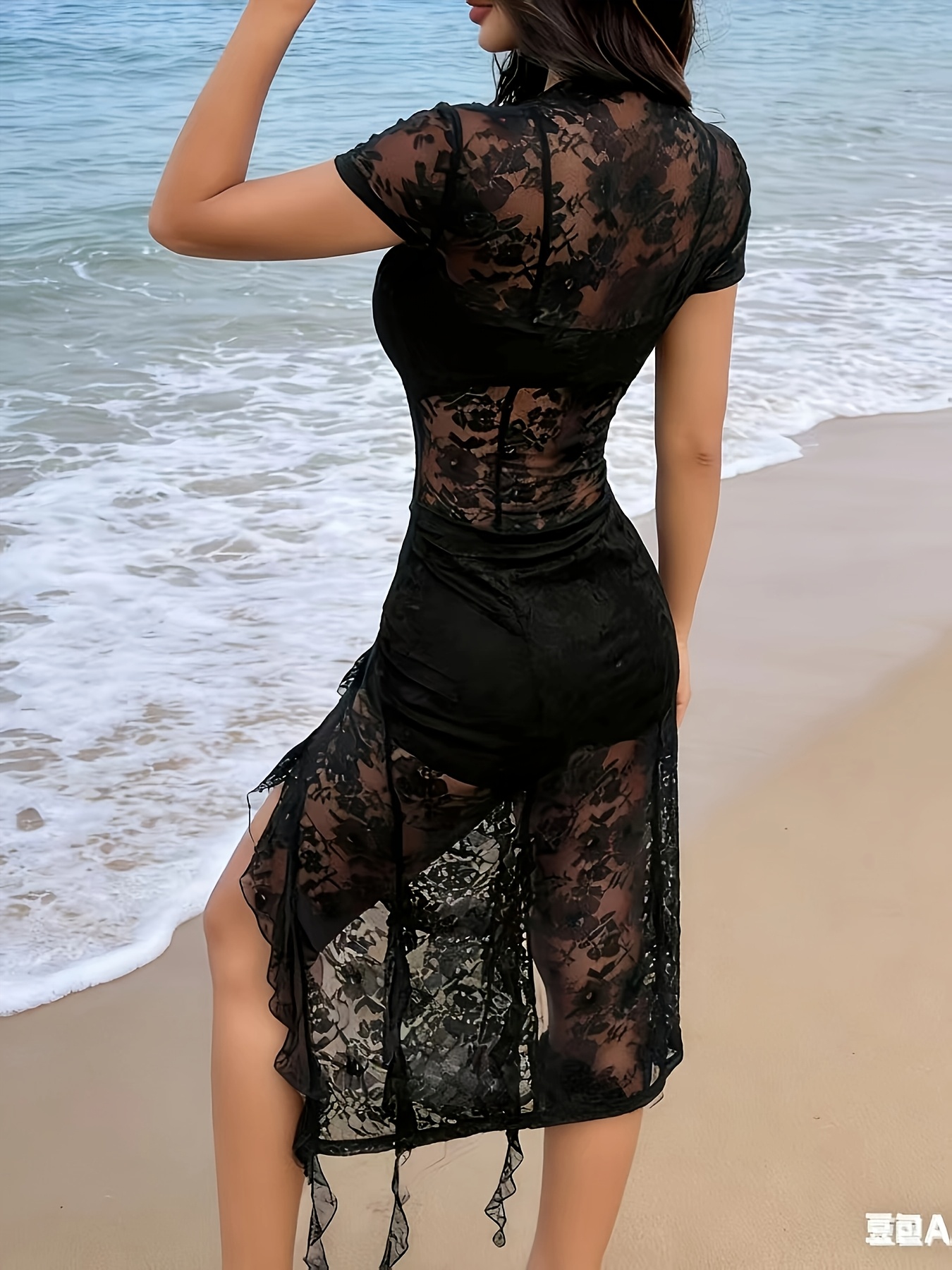 slim fit dress slacks Rave Festival Sheer Striped Mini Dress