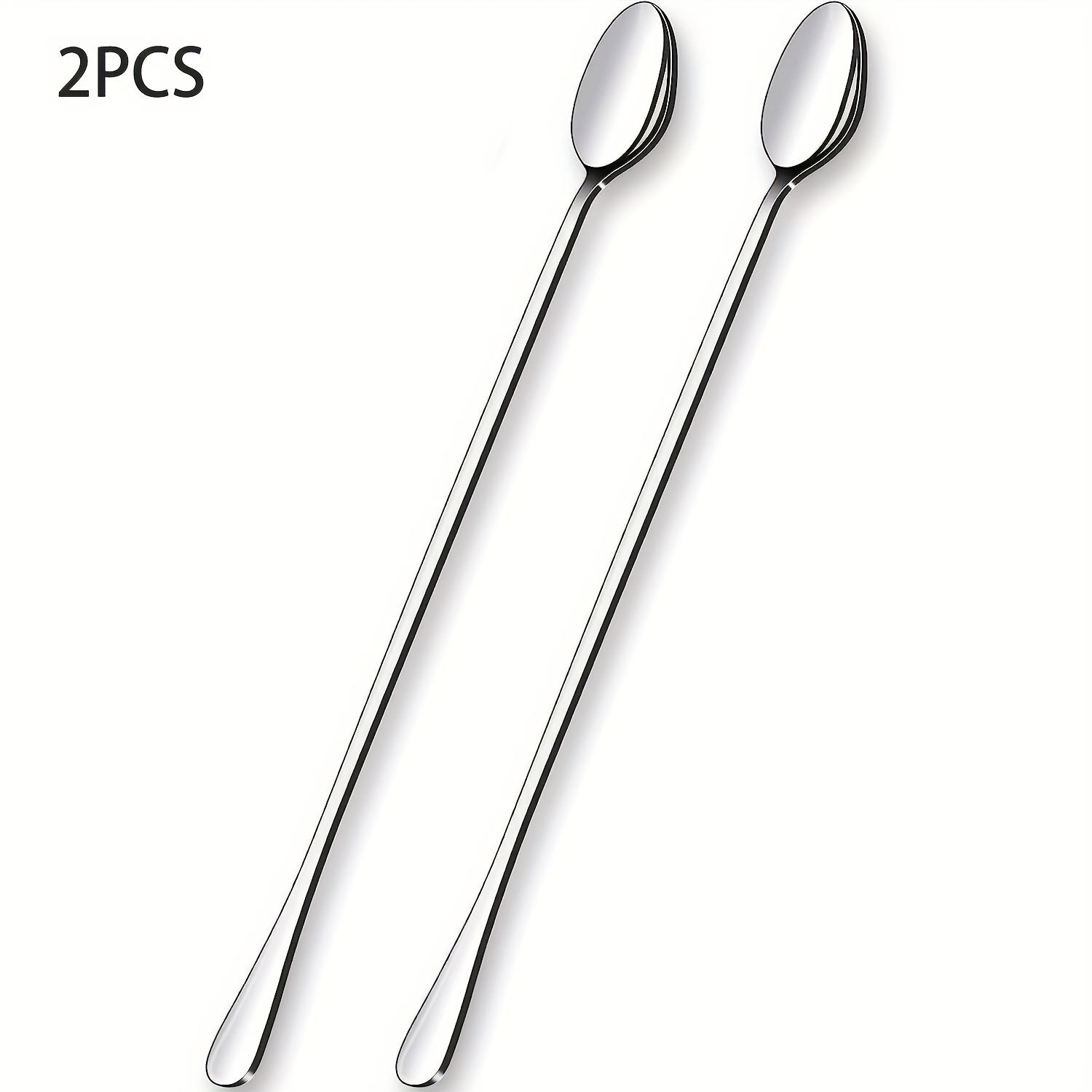 TEMU 2/4pcs Stainless Steel Long Spoons For Iced Tea, Cocktails, And Coffee - Ideal Gift For Halloween, Christmas, And Thanksgiving. Durable Long