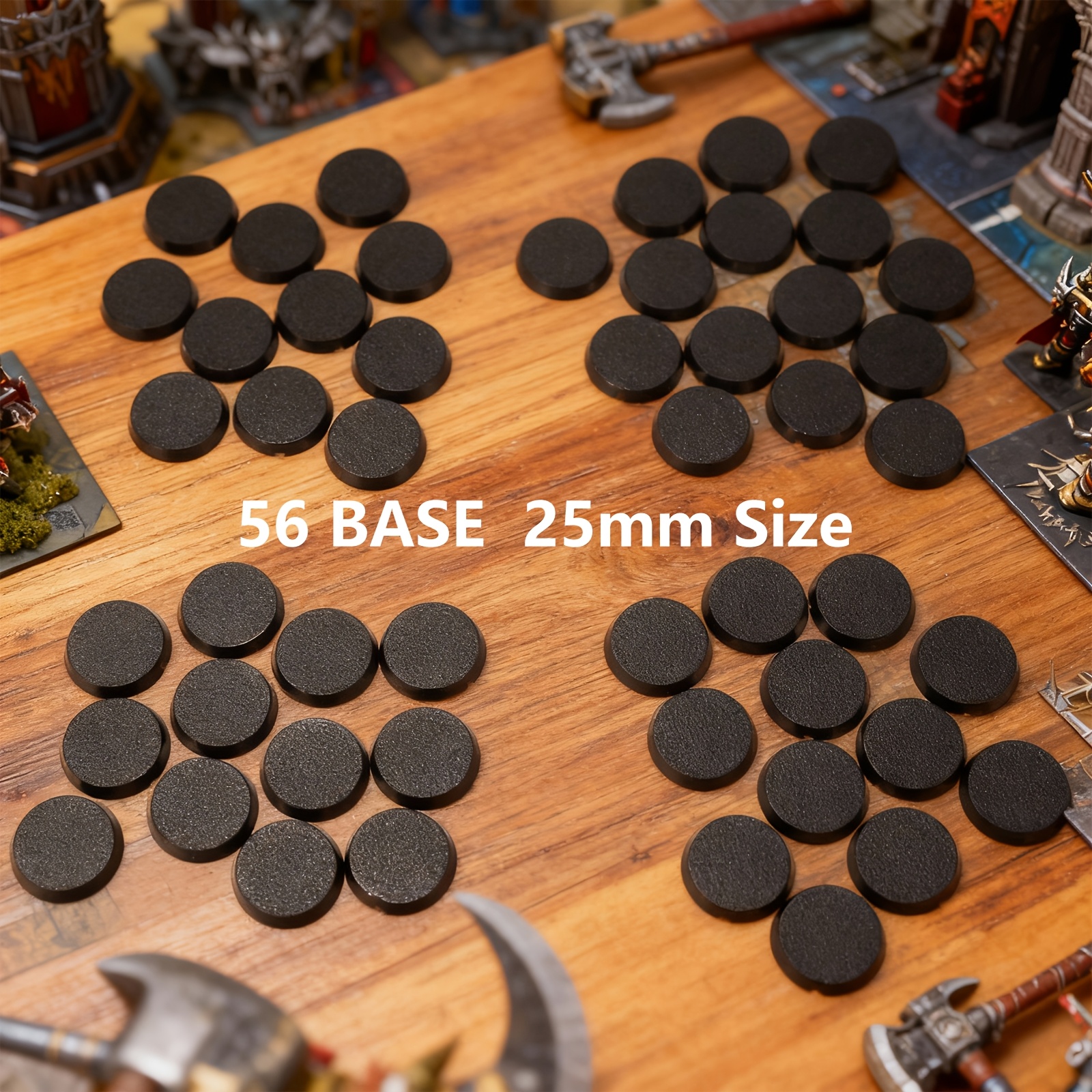 TEMU 56pcs Round Bases For Miniature Models - Assorted Sizes 25mm/28.5mm/40mm - Durable Plastic Wargames Table Game Additions For Creative Tabletop