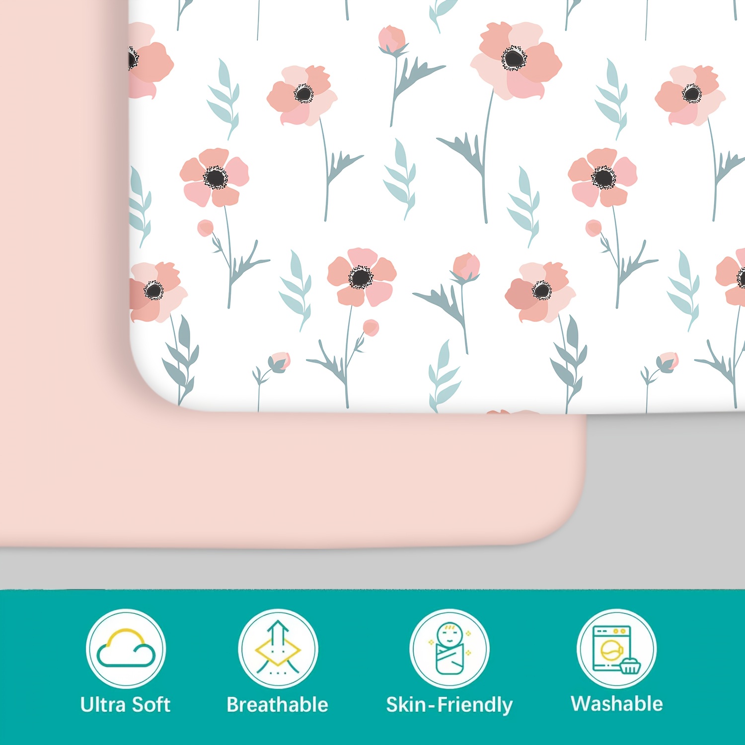 4pcs Baby Crib Bed Sheet Set, Soft & Skin-Friendly