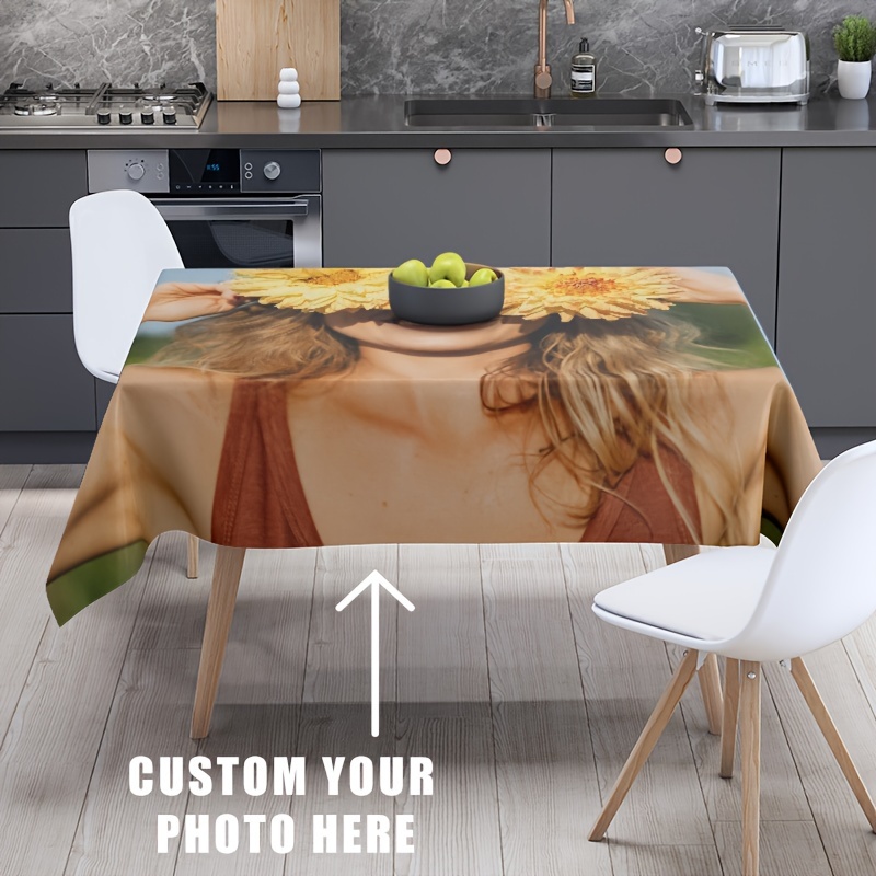 

1pc, Tablecloth, Personalized Customized Table Cloth, Custom Photo Table Cover, Family Name Custom Table Cloth, Custom Welcome Table Cloth, Fitted Table Cloth