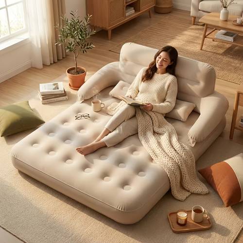 ventrek luxury inflatable sofa bed set headboard sofa air mattress thickened wear resistant pvc inflatable double sofa bed foldable easy to clean sizes king double twin queen single