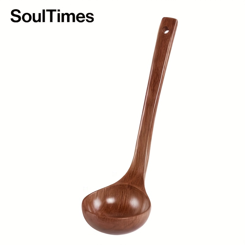 TEMU Soultimes 1/2pcs Wooden Soup Ladle - Large Handle Stirring Spoon For Pot, Pan, And Kitchen Use - Durable Wood Material