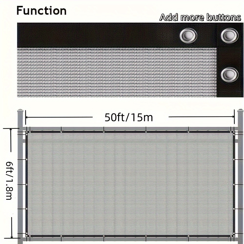 TEMU 6'x50' Privacy Fence Screen, Privacy Net, Heavy Duty Fencing Mesh Shade Net Cover For Wall Garden Yard Backyard, Gray 185gsm
