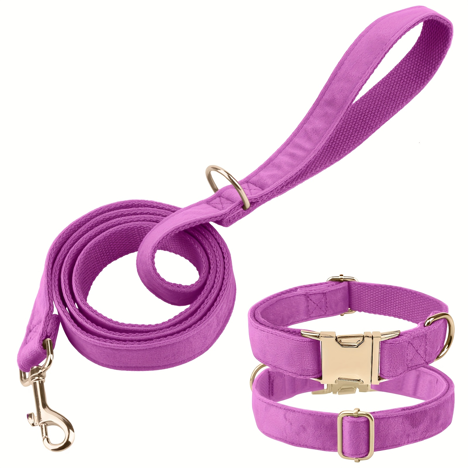 Velvet Dog Collar & Leash Set, Multi-Color Trendy Matching