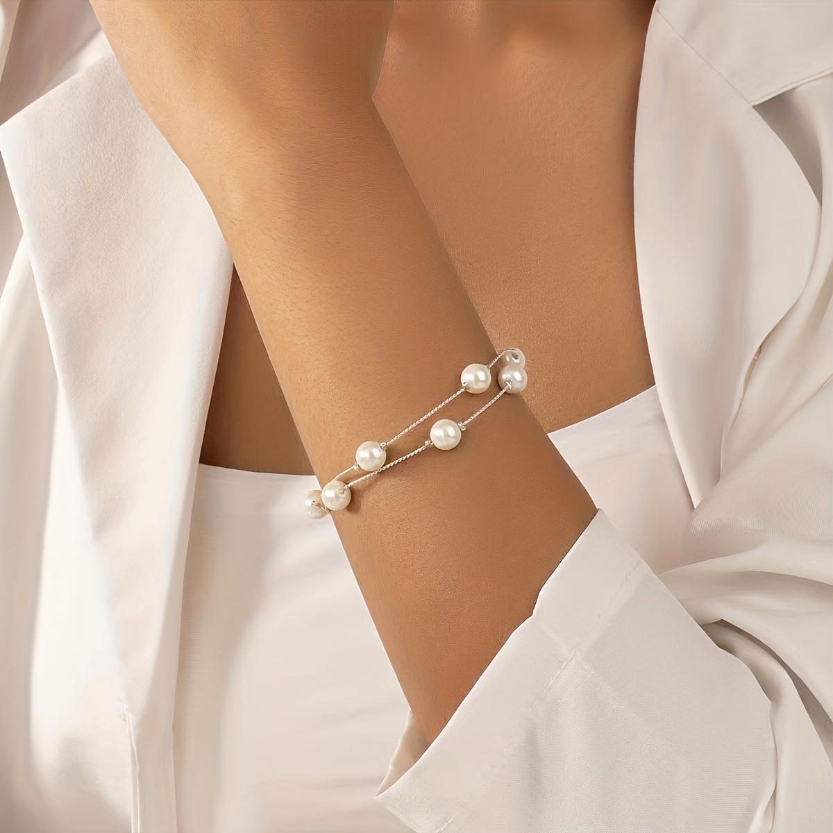 Stylish Retro Minimalist Layer Pearl Bracelet