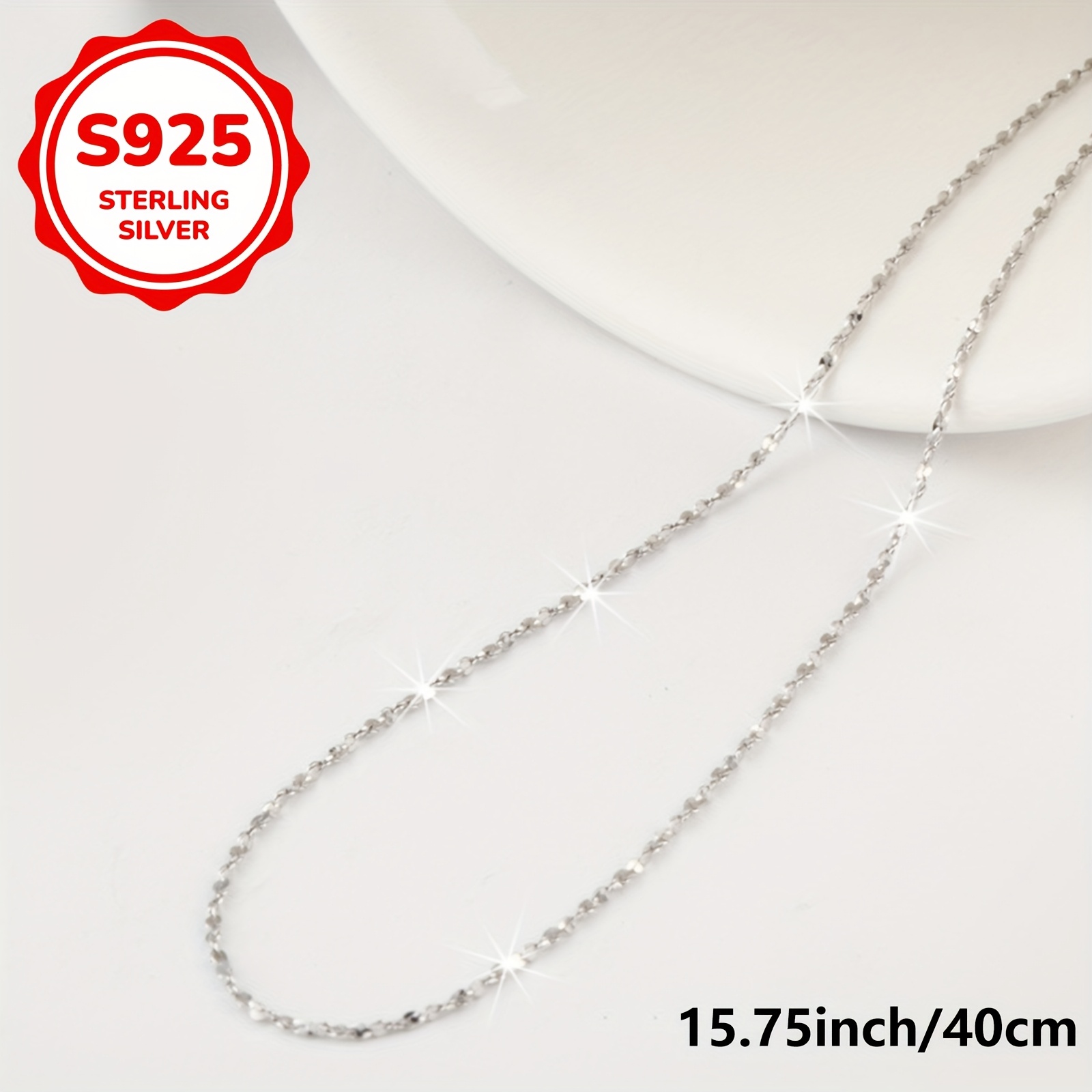 TEMU 1 pièce Collier chaîne tendance pour femme, Collier chaîne simple et ciel étoilé en argent , Hypoallergénique, 1,2 g, associé à des pendentifs