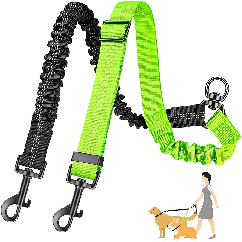 Pet Color-Block Double-Ended Leash for Two Dogs