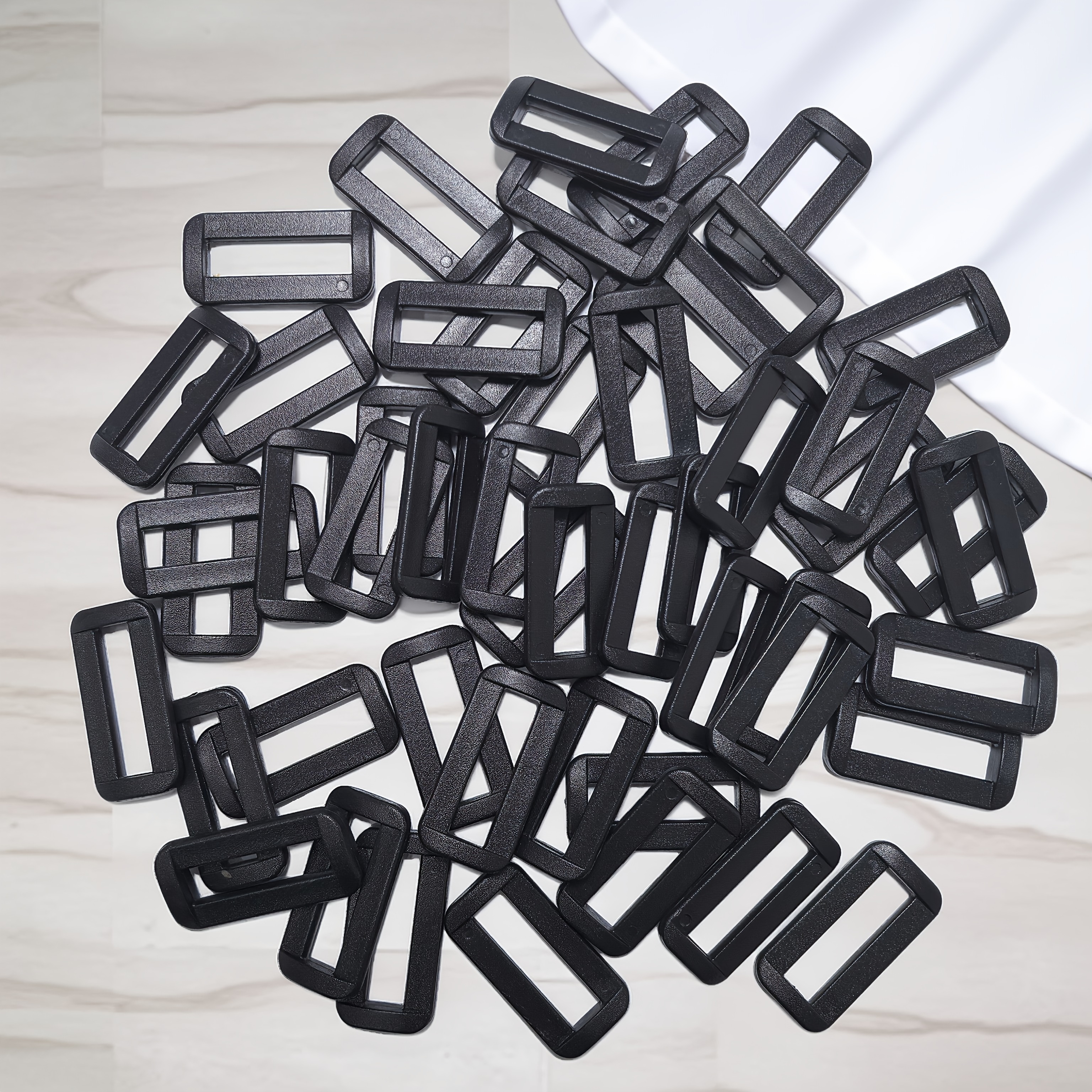 TEMU 50-pack Black Plastic D-rings 27mm Inner Diameter Backpack Shoulder Strap Buckles Bag Additions 3-gear Buckles Square Mouth D-rings Thickened