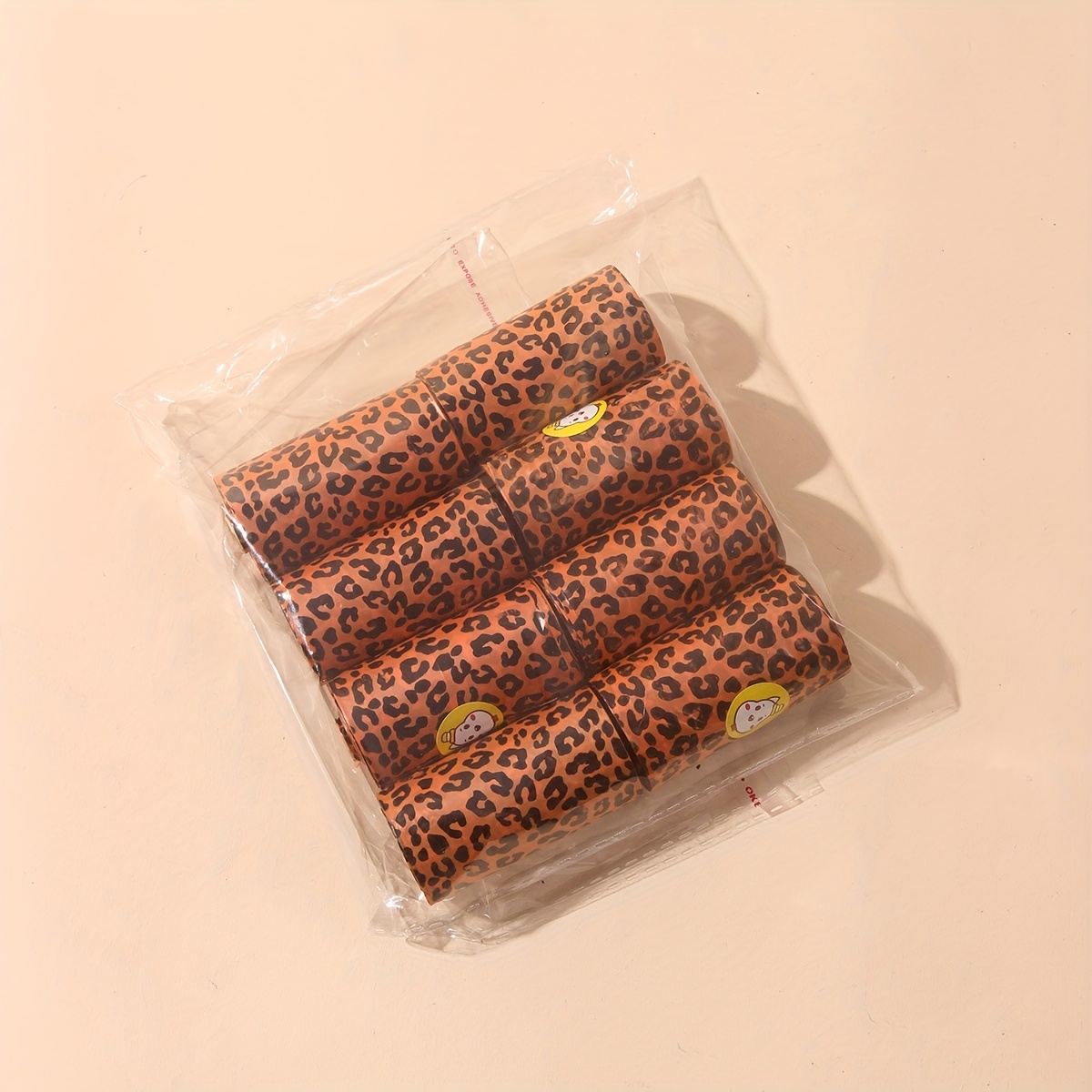 120pcs/8rolls Orange Leopard Print Design. Portable Pet Waste Bags For Outdoor Use. Suitable For Cleaning Up After Cats And Dogs., Extra-thick Poop Bags. Dog Waste Bags