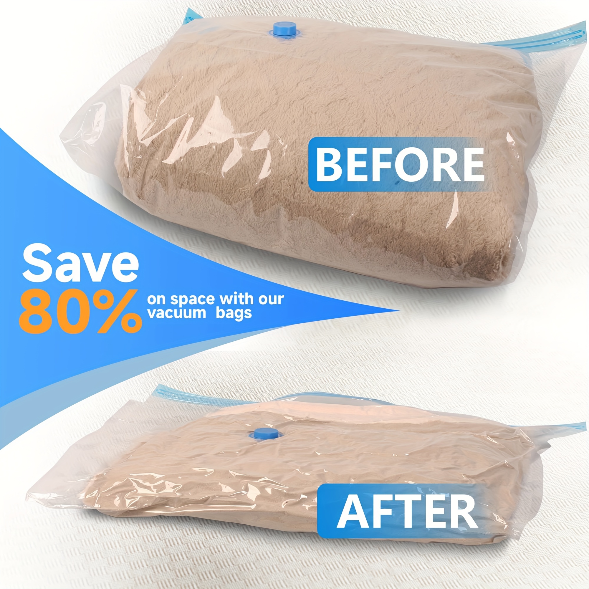 Image of This 14-pack Vacuum Storage Bag Set Includes A Manual Air Pump, Double Zippers, And A Leak-proof Valve For Space-saving Storage. Reusable Compression Bags Are Perfect For Storing Clothes And Blankets.