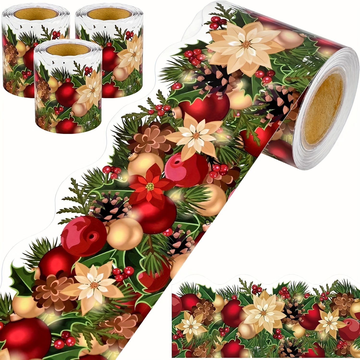 TEMU Christmas Stickers: Handy Crafts For Holiday Decorating - 18m Roll, 7.5cm/2.95in Width, Paper Material