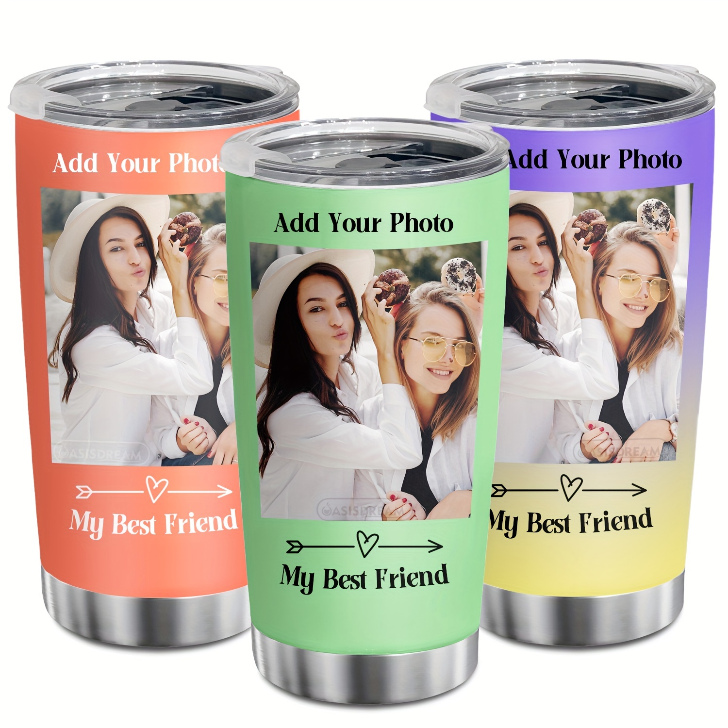 

(custom Photo) 1pc 20oz Personalized Tumbler Cup With Lid, Custom Photo Stainless Steel Vacuum Insulated Travel Mug Birthday Christmas Holiday Gift For Friends Besties