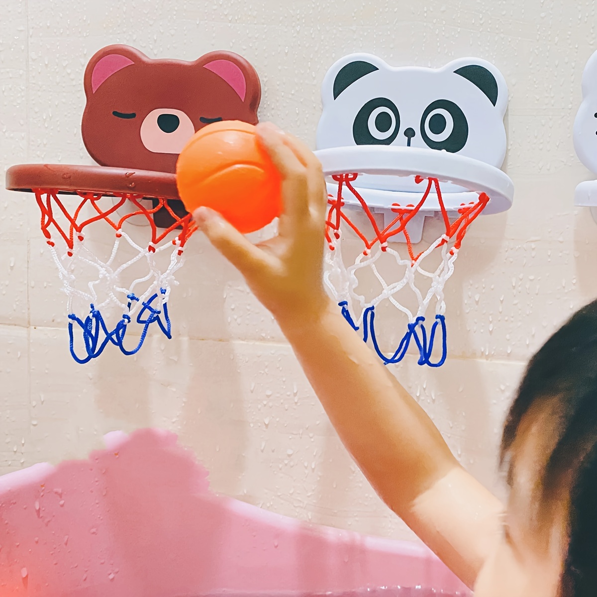 

Bath Toy Suction Cup Shooting Basketball Holder With 3 Balls Bathroom, Bathtub Shower Toy, Water Play Game Toy