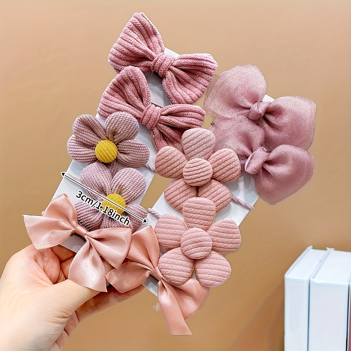 10-Pack Cute Pink Flower Bow Hair Ties for Girls