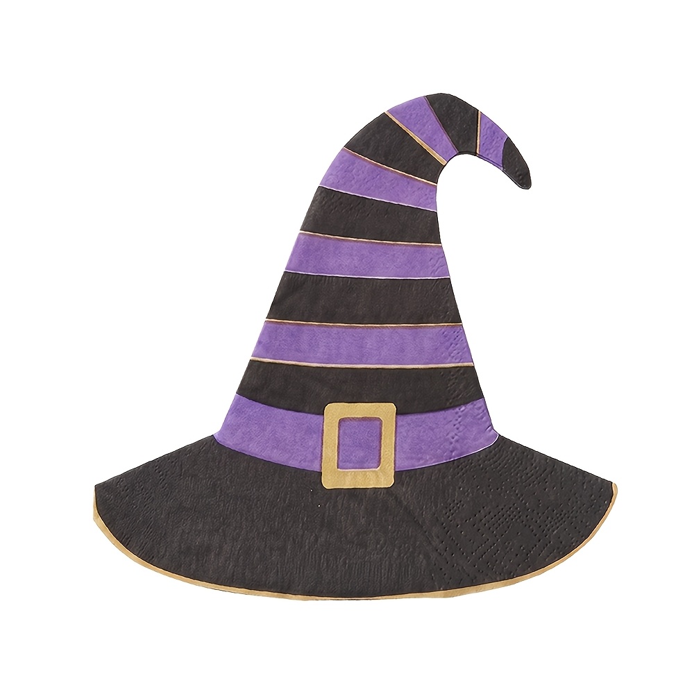 Image of 16pcs Witch Hat Napkins, Vintage Wizard Hat Disposable Tissues, Suitable For Witch-themed Halloween Parties, Matching Paper Table Setting