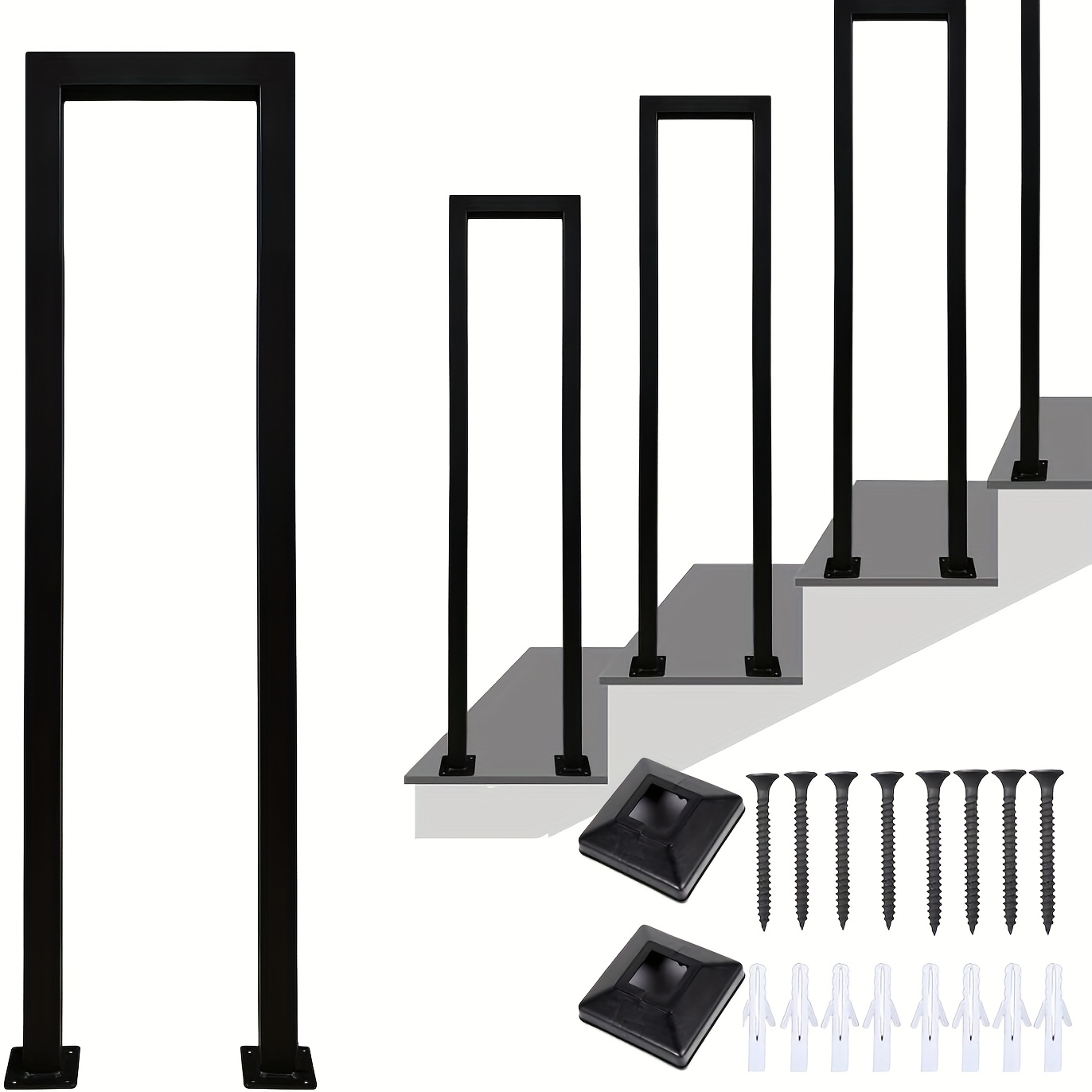 Metalen Trapleuning voor Binnen en Buiten, U-vormige Balustrade, 75cm