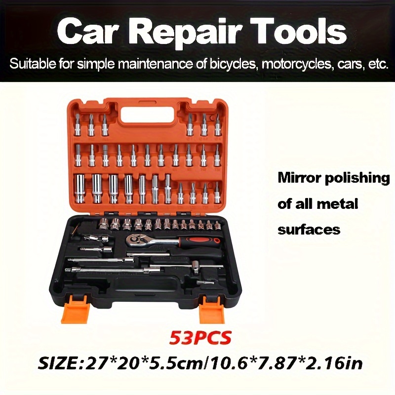 53pcs 151pcs professional car repair toolboxes a portable durable and   ratchet wrench set suitable for   motorcycle maintenance and home industrial repair including a portable case details 8