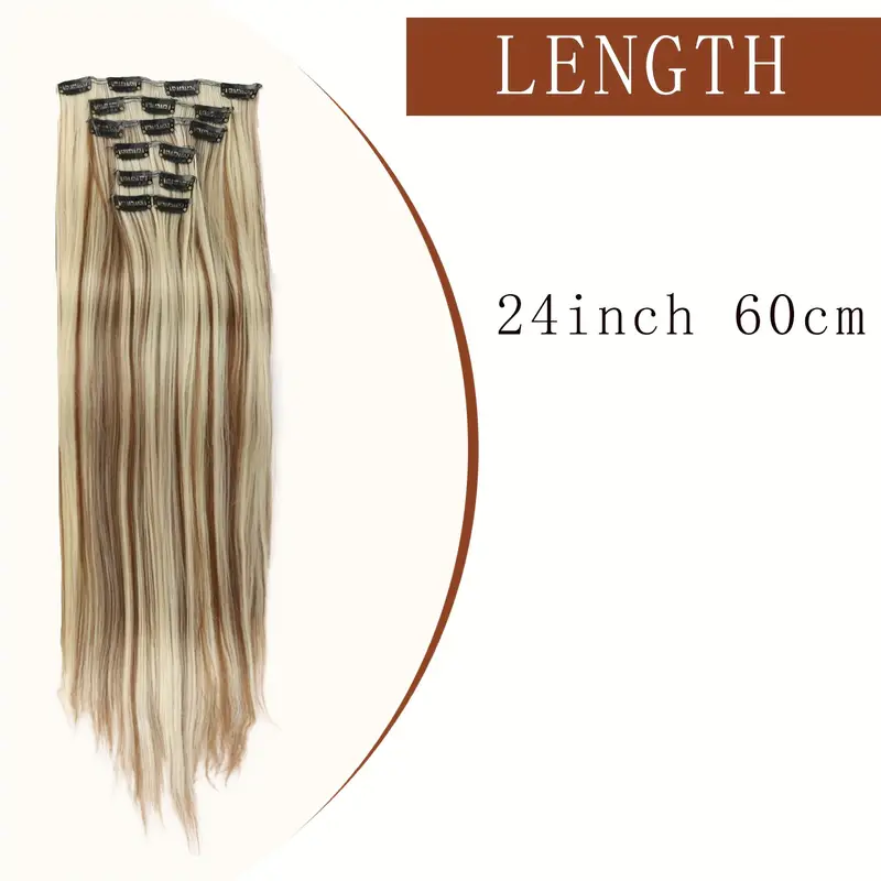 24 inch 16 clip set of synthetic hair extensions halloween special straight hair with basics style for women high temperature fiber halloween hair accessories straight hair extensions durable hairpieces details 3