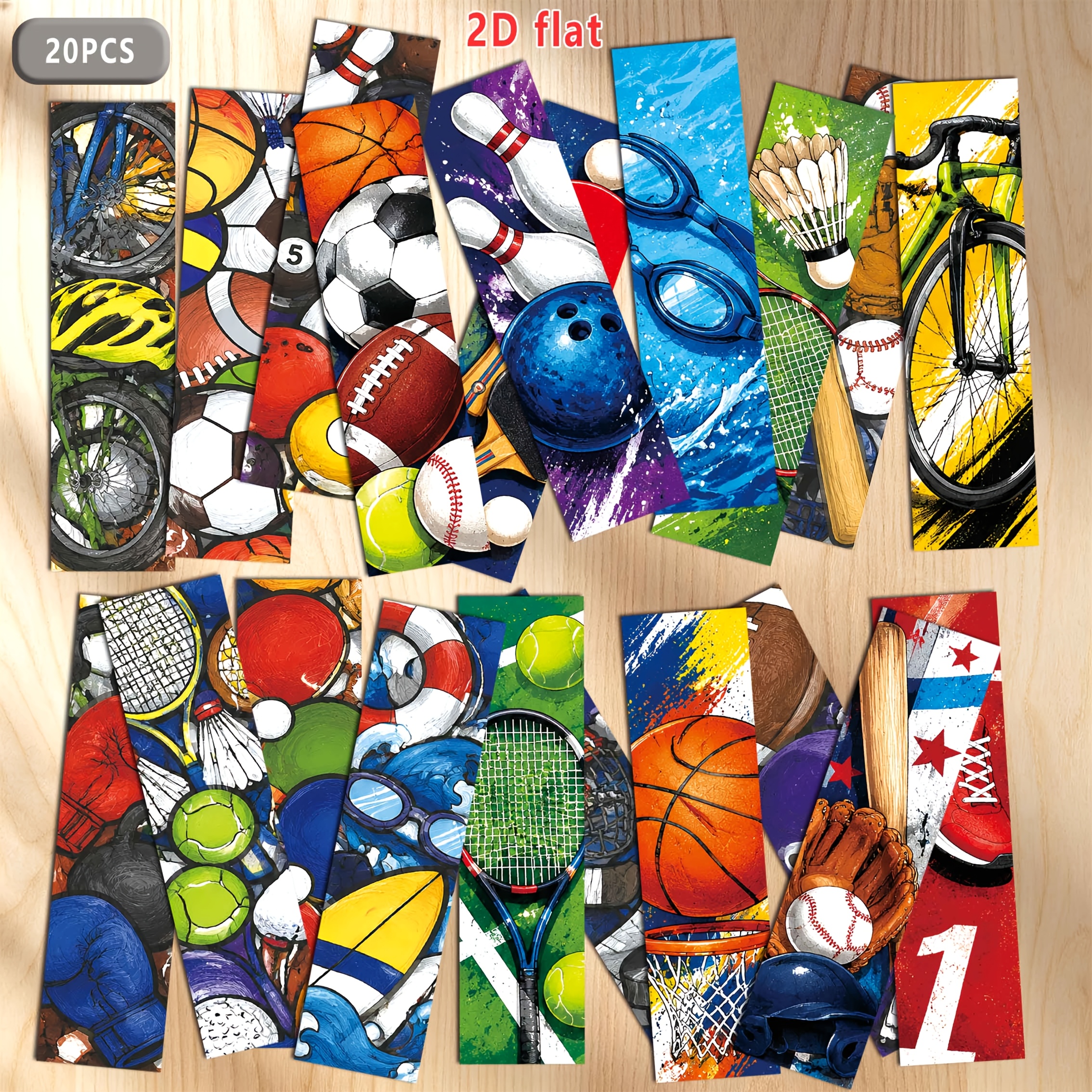 TEMU 20pcs Bookmarks Suitable For Books - -themed Bookmarks With Basketball, Soccer, Baseball Designs - Flat Printed Bookmark Gifts For Teachers,