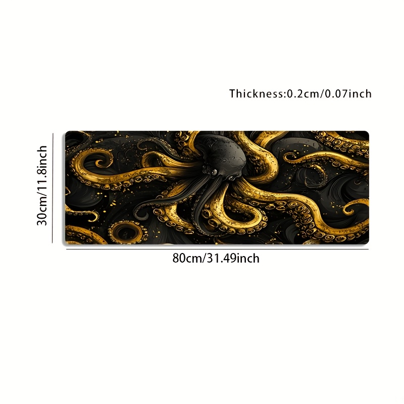 TEMU A Large Gaming Mouse Pad Featuring A Black And Golden Design, With A Non-slip, Washable Rubber Base. This Oversized Desk Mat Is Perfect For