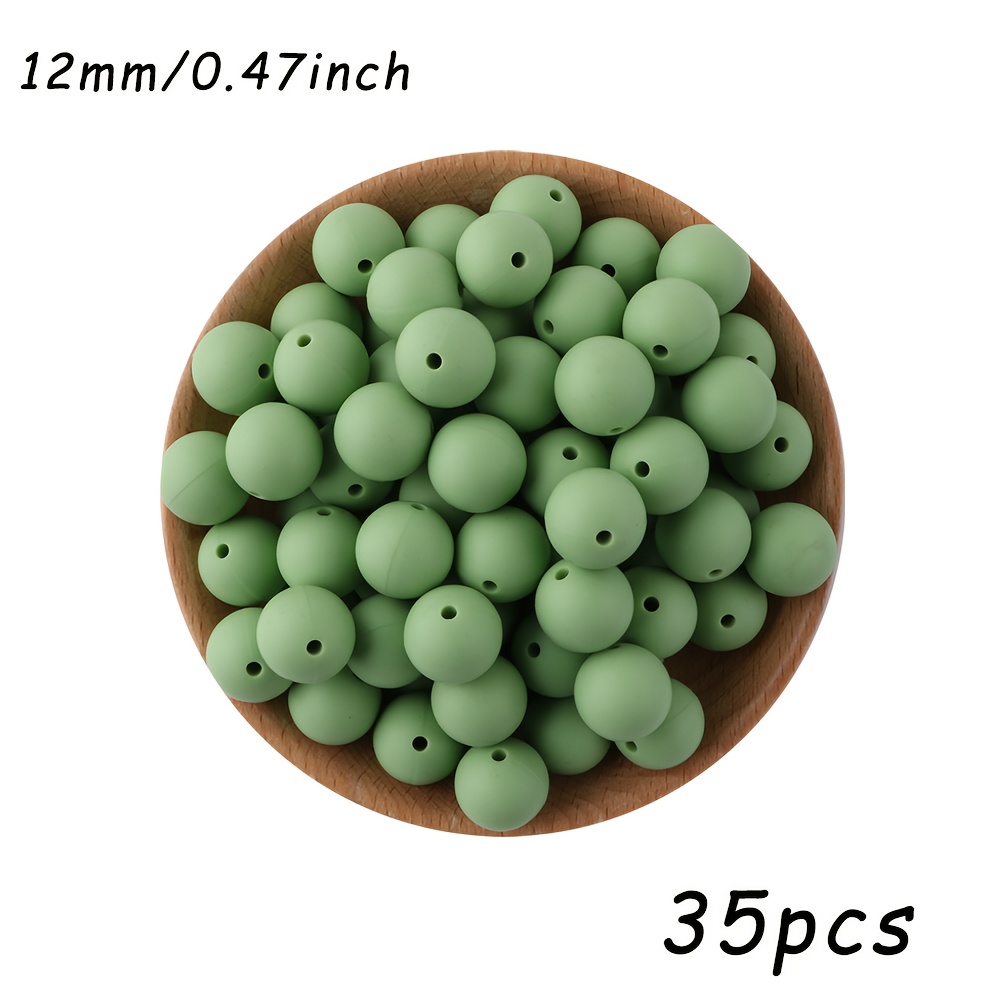 TEMU 35pcs, Bead&bead Assortment, 12mm Solid Color Silicone Beads, Multiple Colors, Decorative Beads, Suitable For Diy Handmade Bracelets, Bead Pens,