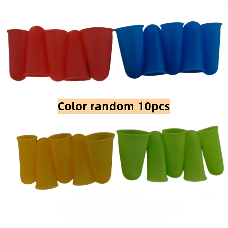TEMU Random Color 10pcs Silicone Finger Protectors, Suitable For Hot Glue Gun, Multicolor Heat Resistant Finger Guards, 3 Sizes Handmade Ty Caps, For
